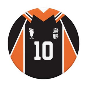 #10 Crow Team BlackOrange Jersey Volleyball Anime Fly Banner PopSockets Grip and Stand for Phones and Tablets