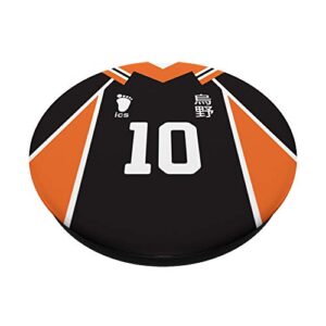 #10 Crow Team BlackOrange Jersey Volleyball Anime Fly Banner PopSockets Grip and Stand for Phones and Tablets