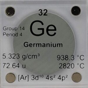 germanium (ge) 24.26mm metal disc with acrylic case for collection or experiments