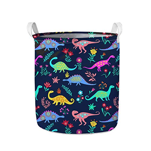 Xhuibop Dinosaur Laundry Basket Boys Room Round Dirty Cloth Hamper Large Capacity Collapsible Laundry Bin Girls Toys Collection Storage Basket Organizer