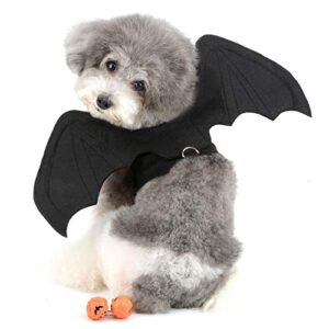 Ranphy Halloween Costumes for Small Dogs Cat Bat Harness with D Ring Puppy Bat Wings Cosplay Costume Clothes with Two Bells Pet Dress Up Accessories for Party S