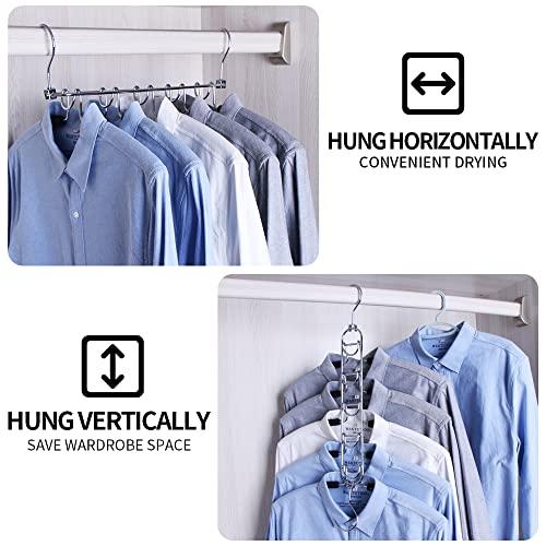 BETTERALL Closet Organizers & Storage 5 in 1 Space Saving Clothes Hangers,Heavy Duty Non Slip Stainless Steel Hangers for Coats,Tank Tops,Shirts,Sweaters(2,Black)