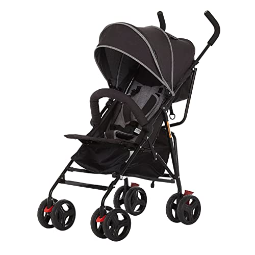 Dream On Me Vista Moonwalk Baby Stroller in Black, Lightweight Infant Stroller with Compact Fold, Multi-Position Recline Umbrella Stroller with Canopy, Extra Large Storage and Cup Holder