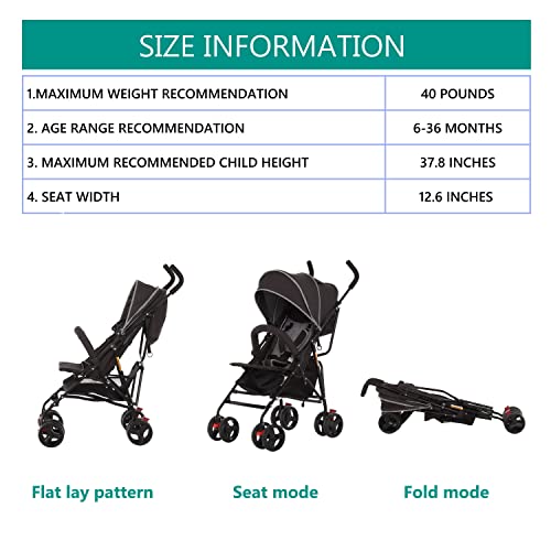 Dream On Me Vista Moonwalk Baby Stroller in Black, Lightweight Infant Stroller with Compact Fold, Multi-Position Recline Umbrella Stroller with Canopy, Extra Large Storage and Cup Holder