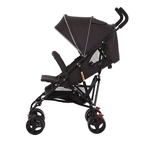 Dream On Me Vista Moonwalk Baby Stroller in Black, Lightweight Infant Stroller with Compact Fold, Multi-Position Recline Umbrella Stroller with Canopy, Extra Large Storage and Cup Holder