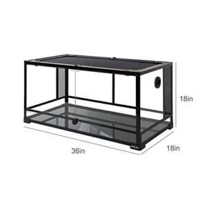 REPTI ZOO 50 Gallon Reptile Glass Tank Terrarium 2 in 1 Side Meshes and Side Glasses Double Hinge Door with Screen Ventilation Tempered Glass Reptile Terrarium 36" x 18" x 17.75"