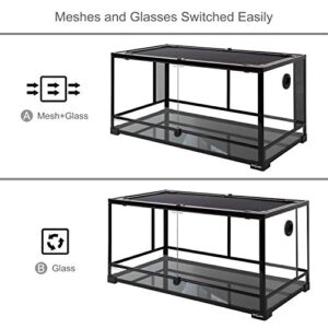 REPTI ZOO 50 Gallon Reptile Glass Tank Terrarium 2 in 1 Side Meshes and Side Glasses Double Hinge Door with Screen Ventilation Tempered Glass Reptile Terrarium 36" x 18" x 17.75"