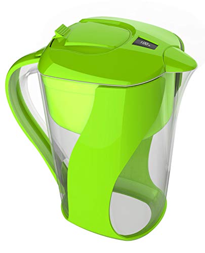 PURE GREEN Alkaline Water Filter Pitcher Increases Ph, Removes Chlorine, Heavy Metals, and Improves Taste. Holds 3.5 Liters.