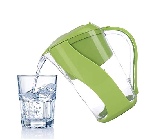 PURE GREEN Alkaline Water Filter Pitcher Increases Ph, Removes Chlorine, Heavy Metals, and Improves Taste. Holds 3.5 Liters.