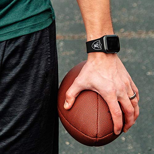 Game Time Las Vegas Raiders Silicone Watch Band and Case Cover Combo Package Compatible with Apple Watch and AirPods Gen 1 & 2 (42/44/45mm Black/Black)