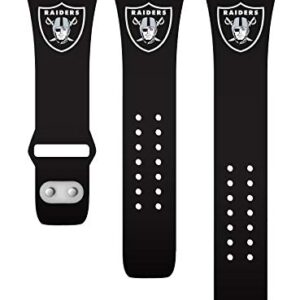 Game Time Las Vegas Raiders Silicone Watch Band and Case Cover Combo Package Compatible with Apple Watch and AirPods Gen 1 & 2 (42/44/45mm Black/Black)