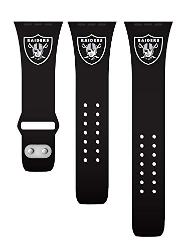 Game Time Las Vegas Raiders Silicone Watch Band and Case Cover Combo Package Compatible with Apple Watch and AirPods Gen 1 & 2 (42/44/45mm Black/Black)
