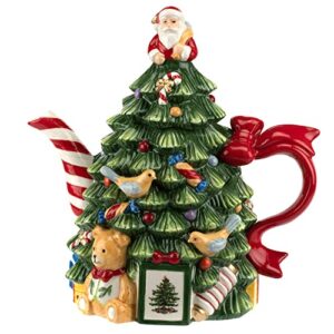 spode christmas tree - spode 250th anniversary christmas tree figural teapot | christmas tea pots for tea party | christmas teapot - fine dolomite | christmas teapots for tea - 7.75" (26.8 oz)