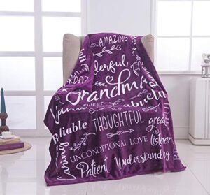 wonderful grandma throw blanket | best grandma gifts | wrap your grandmother with love and inspirational words | comfort grandma blanket mothers day birthday gifts for grandma (purple, flannel)