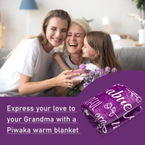 Wonderful Grandma Throw Blanket | Best Grandma Gifts | Wrap Your Grandmother with Love and Inspirational Words | Comfort Grandma Blanket Mothers Day Birthday Gifts for Grandma (Purple, Flannel)