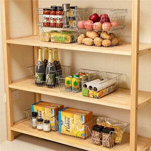 blitzlabs Stackable Wire Storage Baskets Fruit Vegetable Wire Organizing Organization Pantry Cabinet Metal Bin for Counter Bathroom Shelves Storage for Kitchen, Pantry, Freezer, Cabinet Set of 4