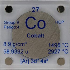 cobalt (co) 24.26mm metal disc with acrylic case for collection or experiments
