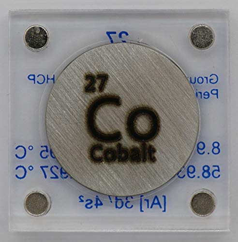 Cobalt (Co) 24.26mm Metal Disc with Acrylic Case for Collection or Experiments