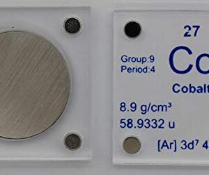 Cobalt (Co) 24.26mm Metal Disc with Acrylic Case for Collection or Experiments