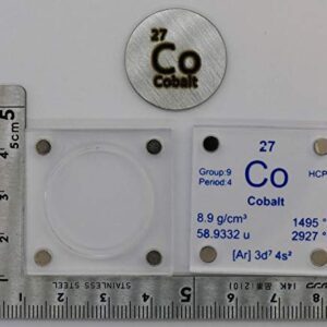 Cobalt (Co) 24.26mm Metal Disc with Acrylic Case for Collection or Experiments