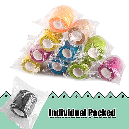 24Pack Self Adhesive Tape Vet Wrap Flex Bandages Leg Wrap Adherent Non-Woven for Dog Cat Horse Pet Animals Ankle Sprains & Swelling 2 Inch 5 Yards (Assorted Patterns)