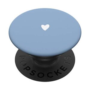 cute hand drawn lovely white minimalist heart on baby-blue popsockets popgrip: swappable grip for phones & tablets