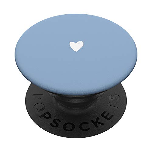 Cute Hand Drawn Lovely White Minimalist Heart on Baby-Blue PopSockets PopGrip: Swappable Grip for Phones & Tablets