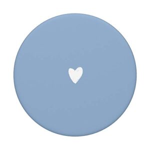 Cute Hand Drawn Lovely White Minimalist Heart on Baby-Blue PopSockets PopGrip: Swappable Grip for Phones & Tablets