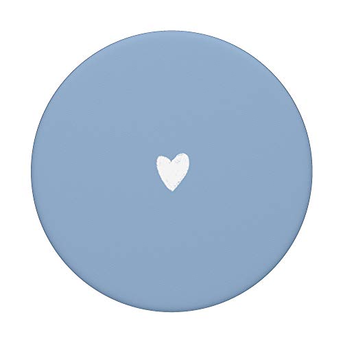 Cute Hand Drawn Lovely White Minimalist Heart on Baby-Blue PopSockets PopGrip: Swappable Grip for Phones & Tablets