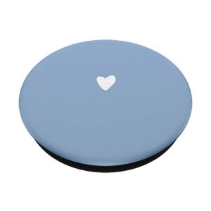 Cute Hand Drawn Lovely White Minimalist Heart on Baby-Blue PopSockets PopGrip: Swappable Grip for Phones & Tablets