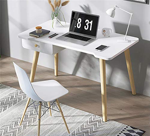 Simple Computer Desk with 2 Drawers,Wooden Study Writing Desk Home,Modern Style Sturdy Pc Laptop Table for Home Office Workstation