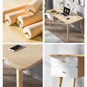 Simple Computer Desk with 2 Drawers,Wooden Study Writing Desk Home,Modern Style Sturdy Pc Laptop Table for Home Office Workstation