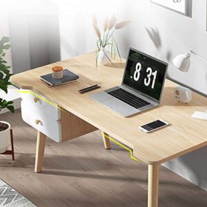 Simple Computer Desk with 2 Drawers,Wooden Study Writing Desk Home,Modern Style Sturdy Pc Laptop Table for Home Office Workstation