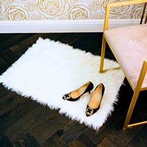 Imitated Sheepskin Faux Fur Rug Carpet Washable Mat for Bedroom, Living Room or Bathroom (2x3 Ft Rectangular)