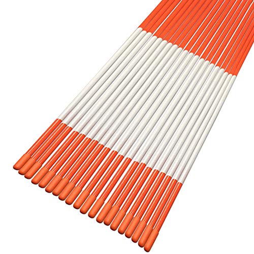 Growsun 48 inch Garden Backyard Plow Fence Stake Oranage Refective Fiberglass Poles,25 Pack