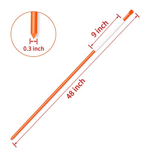 Growsun 48 inch Garden Backyard Plow Fence Stake Oranage Refective Fiberglass Poles,25 Pack