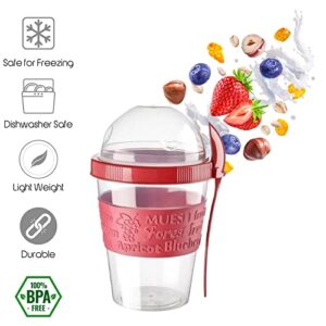 Take 'n' Go 600ml | Yoghurt Pot | Granola Pot | Muesli Pot | Cereal Pot | Premium Pot with Spoon and Spoon Holder (BPA Free/Leakproof/Dishwasher Safe)