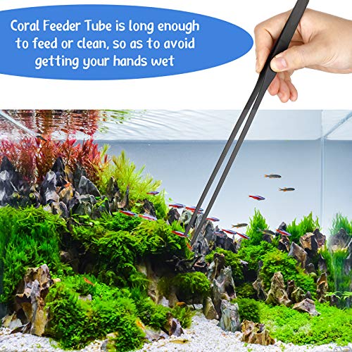 Weewooday 3 Pieces Axolotl Tank Accessories, Extra Long Tweezers for Aquarium, Coral Feeder Long Syringe, Fish Feeding Tongs Tweezers for Reef Roids Aquatic Plant Spider Snake Lizard