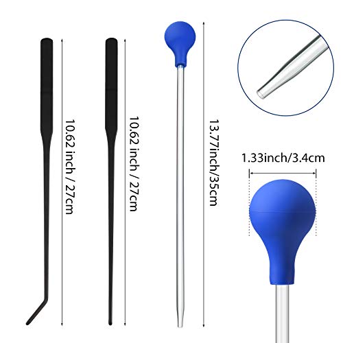 Weewooday 3 Pieces Axolotl Tank Accessories, Extra Long Tweezers for Aquarium, Coral Feeder Long Syringe, Fish Feeding Tongs Tweezers for Reef Roids Aquatic Plant Spider Snake Lizard