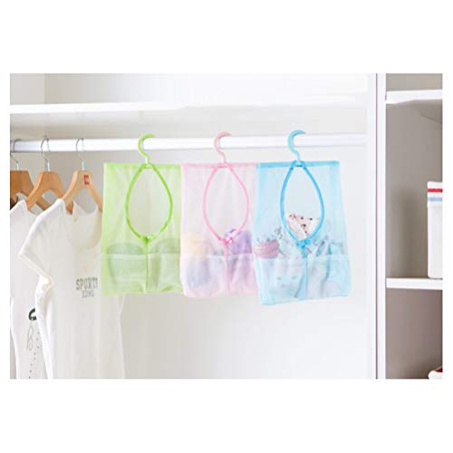 YARNOW Multipurpose Clothespin Bag with Hanger - Mesh Laundry Net | Foldable Hanging Storage Basket, Laundry Clothespin Hook Towel Net (Pink)