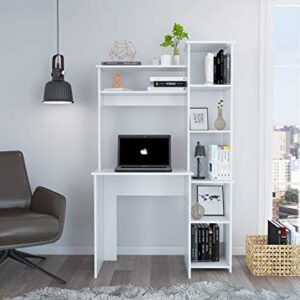 Tuhome Versalles Collection Free Standing Home Office Computer Desk with 2 Top Shelves, White