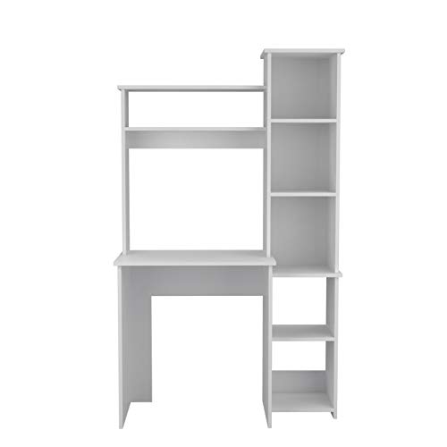 Tuhome Versalles Collection Free Standing Home Office Computer Desk with 2 Top Shelves, White