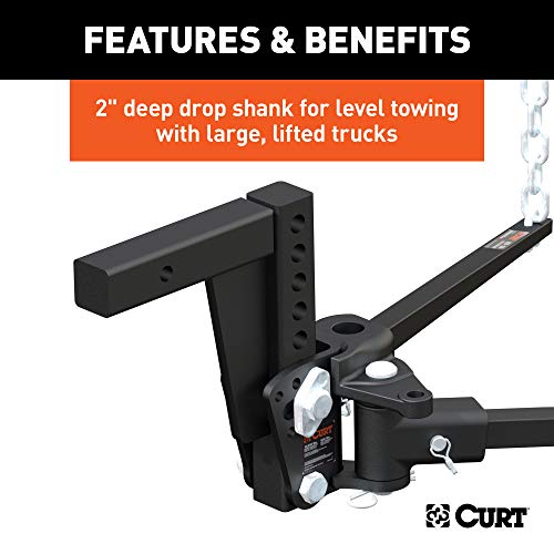 CURT 17352 Deep Drop Trunnion Weight Distribution Hitch, Up to 10K, 2-Inch Shank