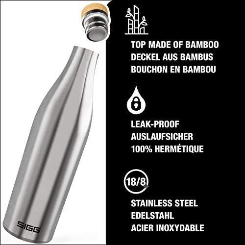 SIGG - Insulated Water Bottle - Meridian - Leakproof - Lightweight - BPA Free - Plastic Free - 18/8 Stainless Steel - Brushed - 24 Oz