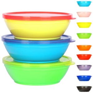 youngever 18 sets 8 ounce kids bowls with lids (18 bowls + 18 lids), small food storage containers, toddler bowls with lids, set of 18 in 9 assorted colors