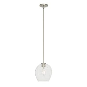 catalina 9" modern clear glass round mini pendant ceiling light, brushed nickel