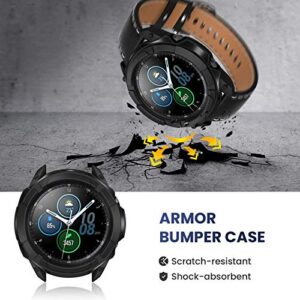 Goton 3 in 1 Accessories for Samsung Galaxy Watch 3 45mm, 1 Rugged TPU Armor Bumper Case +2 Tempered Glass Screen Protector Films + 1 Bezel Ring for Galaxy Watch 3 45mm (Black,45mm)