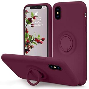 mocca for iphone xs case, iphone x silicone case with kickstand | anti-scratch full-body shockproof protective case for iphone xs/x - winered