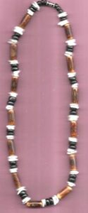 18" clam shell necklace- with kamagoing tube wood for teen ages