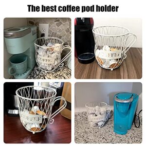 Stegodon White K Cup Holder, 50 Coffee Pod Holder, Large Capacity Kcups Pod Organizer for Coffee Bar Decor, Coffee Pod Storage Basket Accessories for Counter, Office